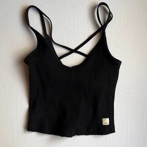 Vuori Cropped Ribbed Tank Top Black XS